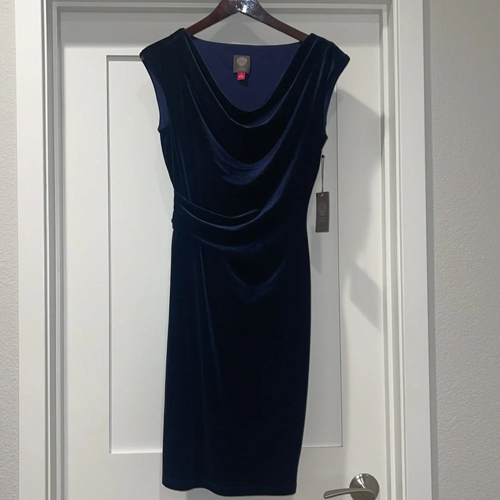 NWT Vince Camuto velvet cowl neck body con dress - Picture 2 of 4